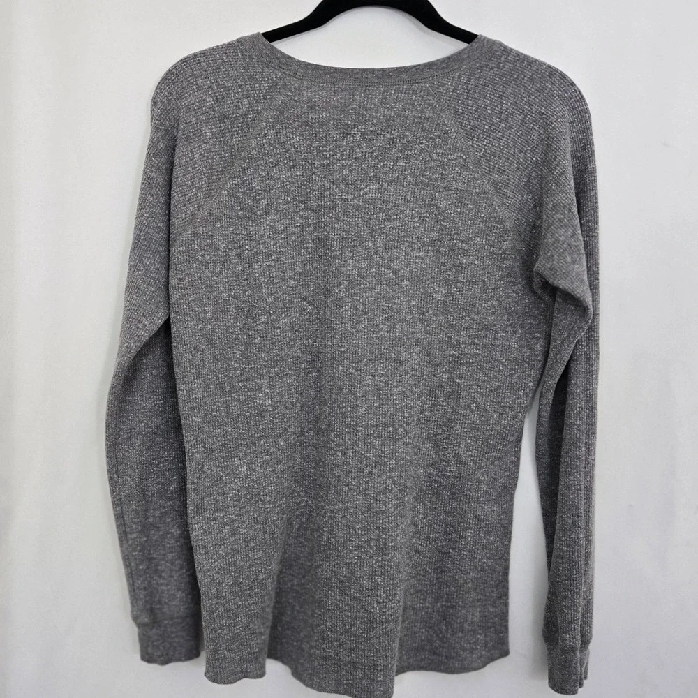 Billabong Thermal Shirt Mens Medium Grey Waffle Knit Long Sleeve 1973 Graphic‎ T